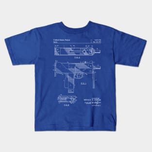 Mac 10 Uzi Patent - Gun Lover Gunsmith Workshop Art - Blueprint Kids T-Shirt